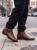 Cowboy — Crocodile-Embossed Leather Harness Boots | D.