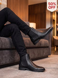 Midnight Python — Snake-Embossed Leather Chelsea Boots | D.