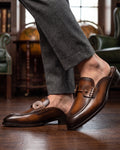 Baron Mule | Men's Leather Loafer Mule with Gold Buckle | D.