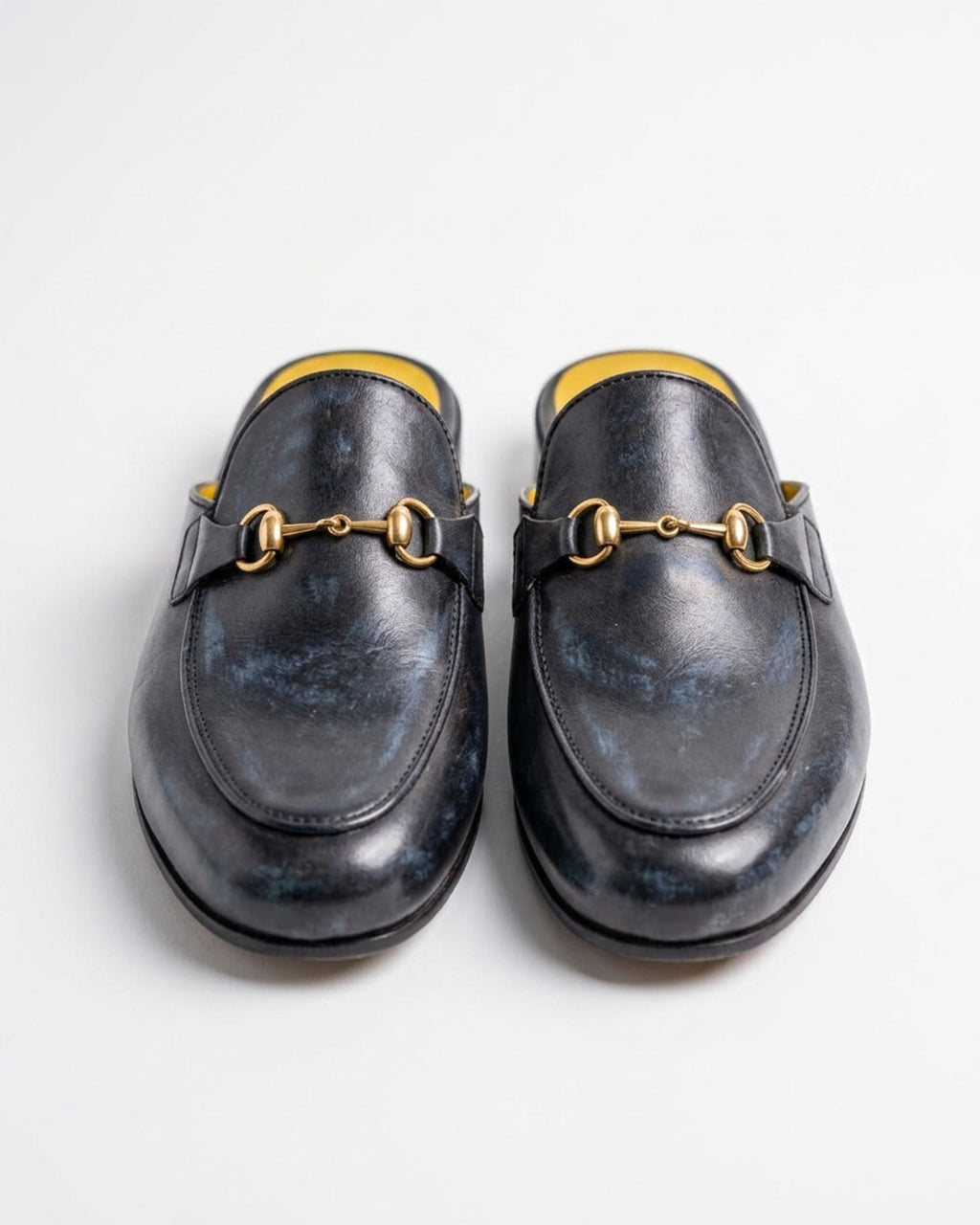 Blue Vine | Men's Leather Loafer Mule with Gold Buckle | D.