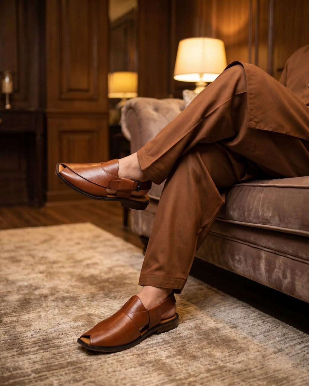 TerraSling | Men's Handmade Leather Peshawari Chappal | D.