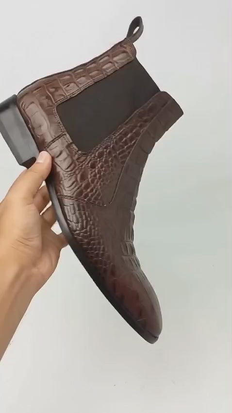Nile Croc — Crocodile-Embossed Leather Chelsea Boots | D.